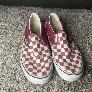 Maroon checkered vans